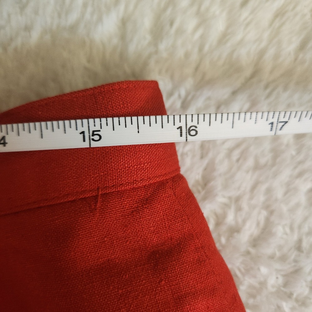 Vintage 100% Silk Red Pencil Skirt Lined Back Vent Size 14P Petite - Picture 5 of 7